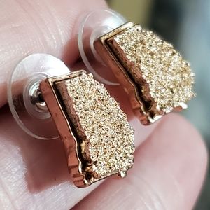 GEORGIA state faux druzy rose gold tone earrings New Pretty! Sparkly